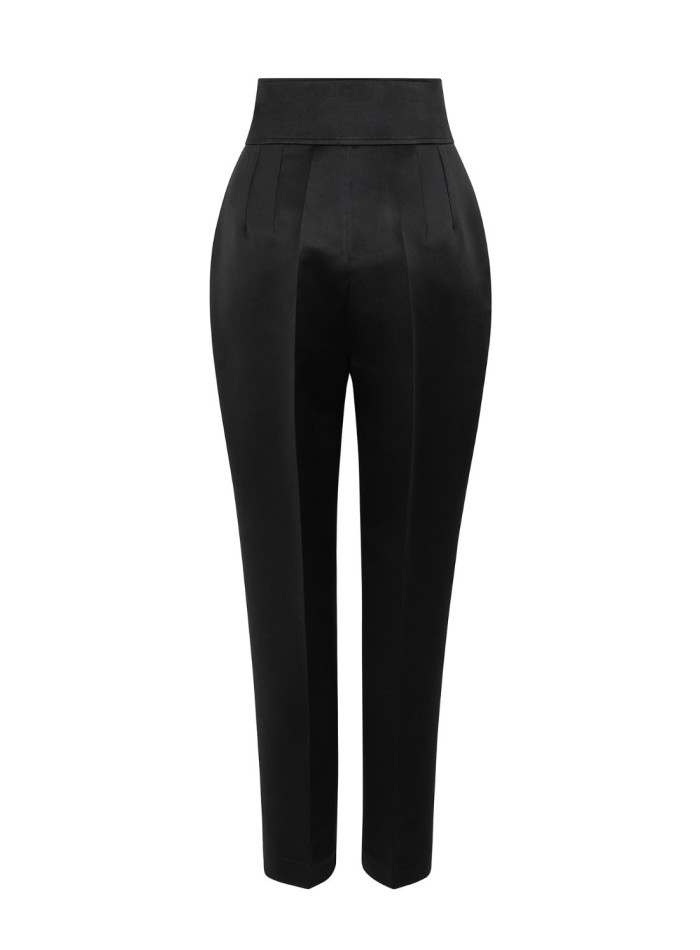 Pantalón largo de pinzas con cinturilla ancha