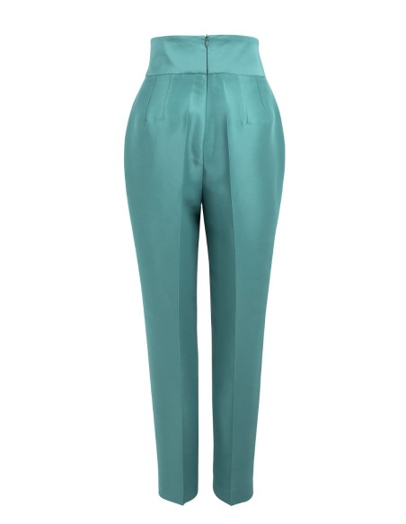 Pantalon à taille large et à plis avec ceinture large