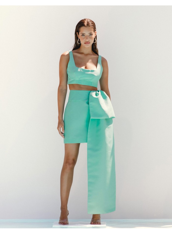 Top de fête à grosses bretelles et fermeture à...