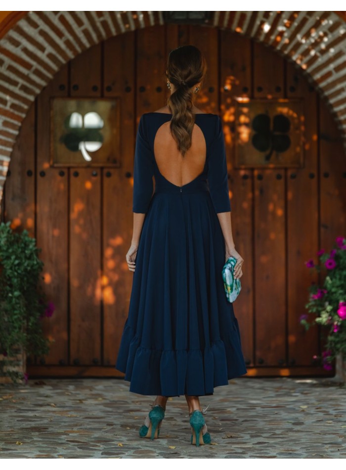 Navy backless outlet dress