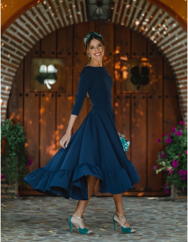 Vestido de fiesta midi con espalda descubierta - Invitada...