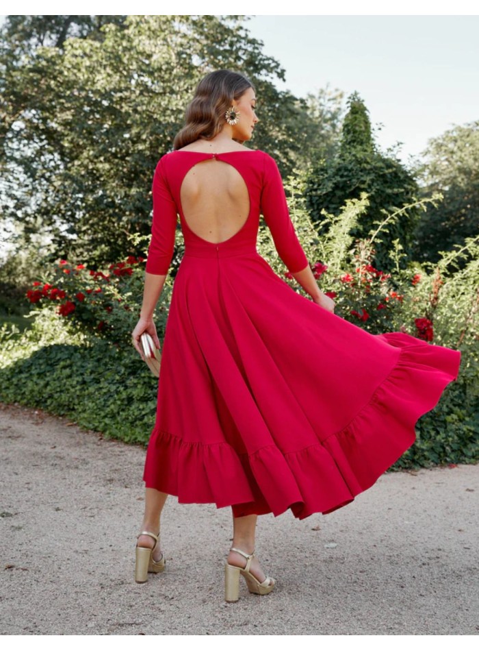 Robe de soirée midi avec dos ouvert - Invitada...