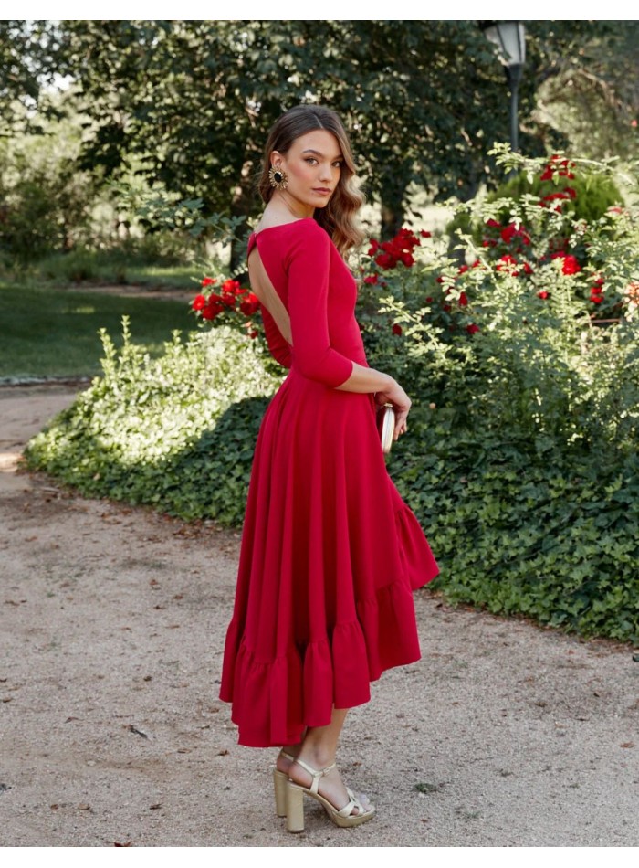 Robe de soirée midi avec dos ouvert - Invitada...