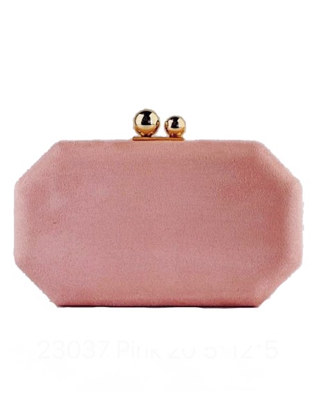 Suede evening clutch bag with metallic fastening