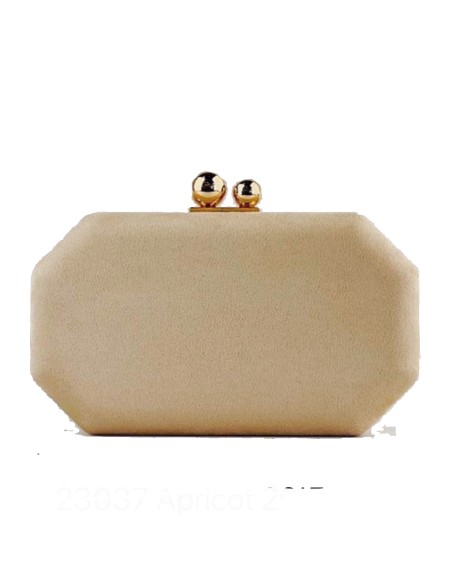 Bolso de fiesta de antelina con cierre metalizado crudo para invitada Bolso de fiesta de antelina con cierre metalizado crudo para invitada