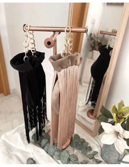 satin party bowler bag with metallic gold chain. satin party bowler bag with metallic gold chain.