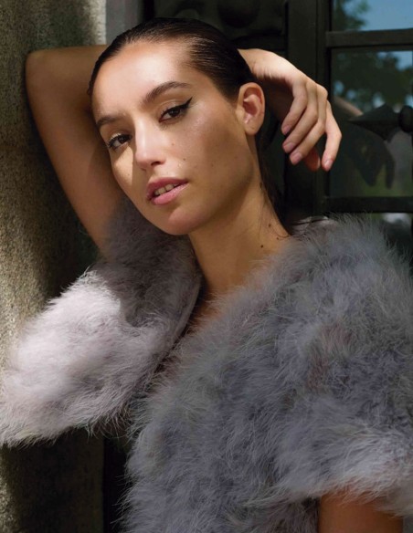 Ostrich feather short jacket