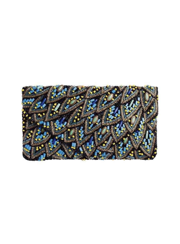 Peacock inspired rhinestone clutch bag