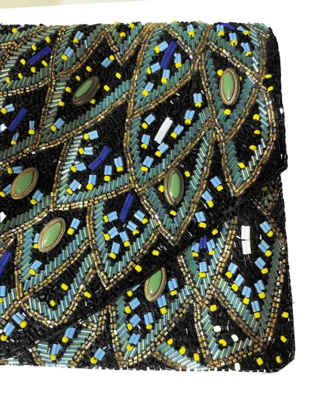 Peacock inspired rhinestone clutch bag
