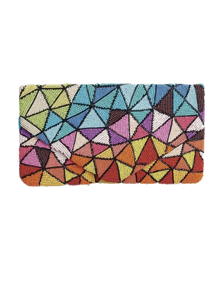 Kaleidoscope multicolor rhinestone clutch purse