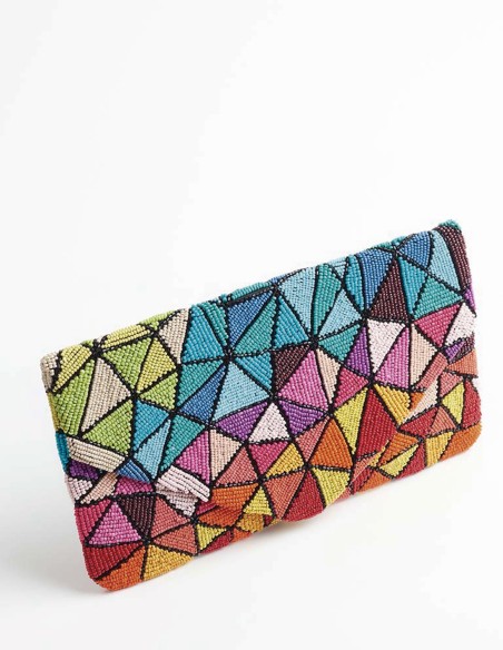 Kaleidoscope multicolor rhinestone clutch purse