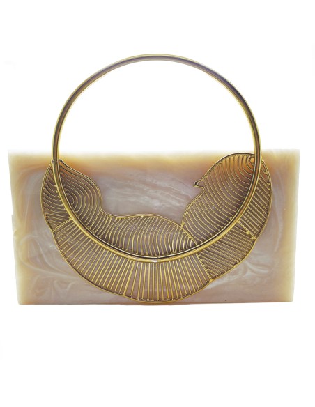 Bolso nacarado duro con decoración de hoja - gran calidad Bolso nacarado duro con decoración de hoja - gran calidad