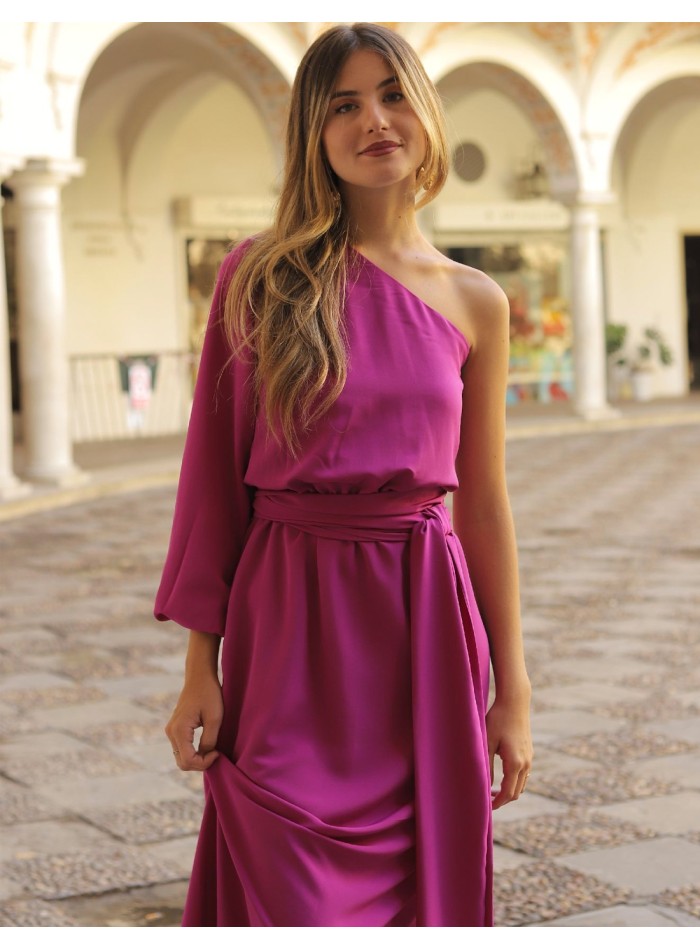 Asymmetrical midi dress with lacing