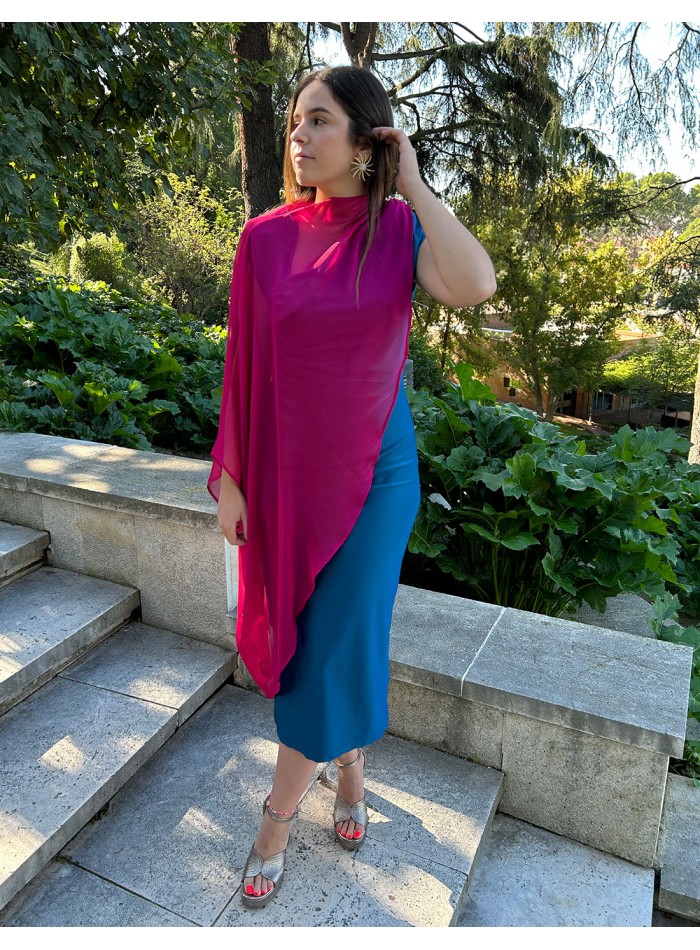 Satin midi party dress with shoulder pads