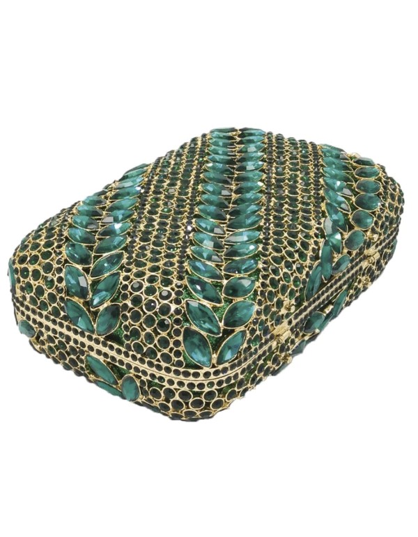 Jewel clutch bag with green crystals 2