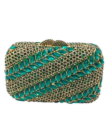 Bolso de mano joya con cristales verdes