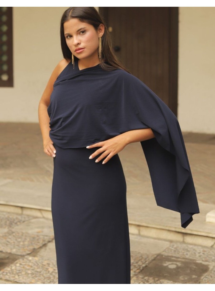 Navy dress clearance with shawl