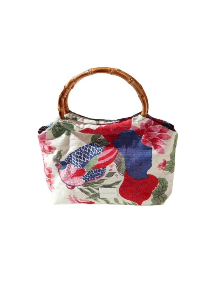Oriental handbag with koi print