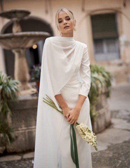 Robe longue de mariage avec décolleté en V