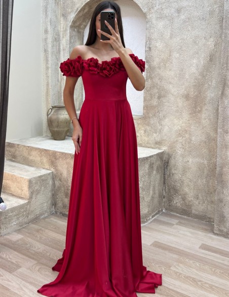 Flower bandeau neckline party dress
