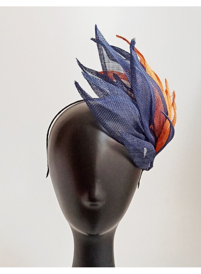Blue and orange headdress for daytime guests.