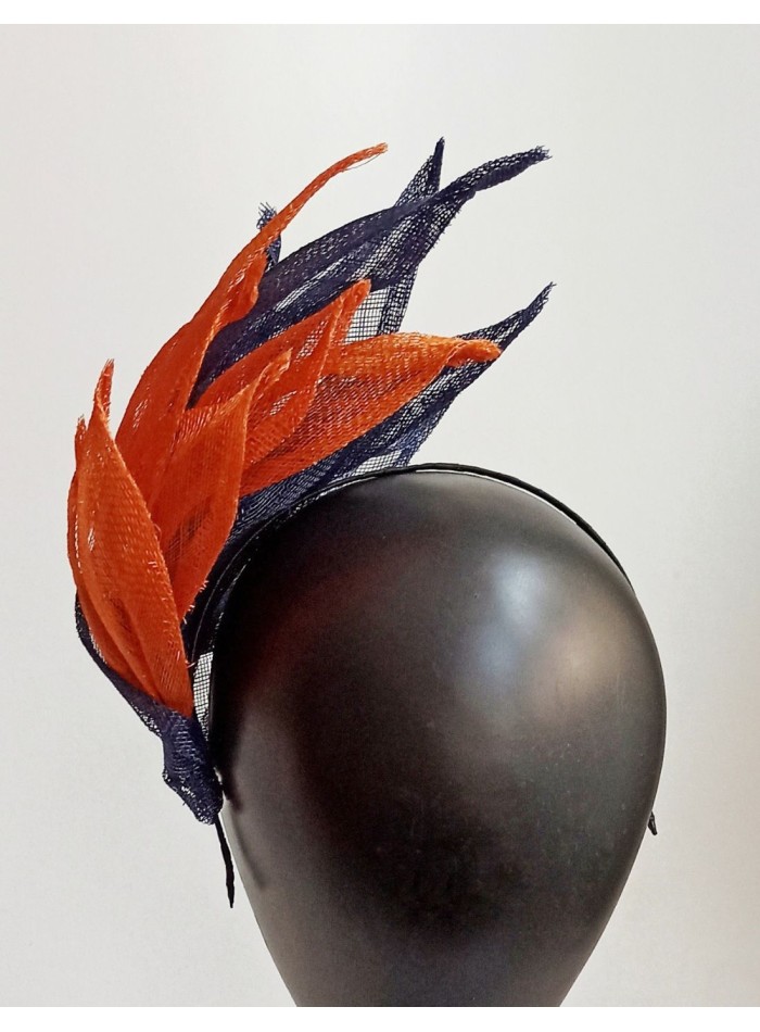 Guest headband with hand sewn leaves.