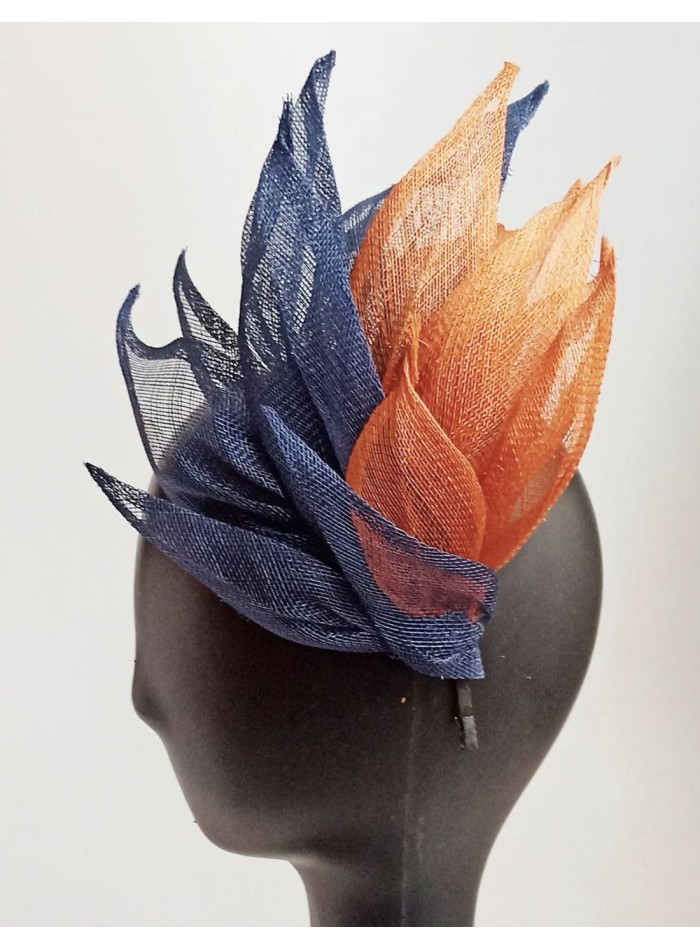 Guest headband in two shades of blue and orange.