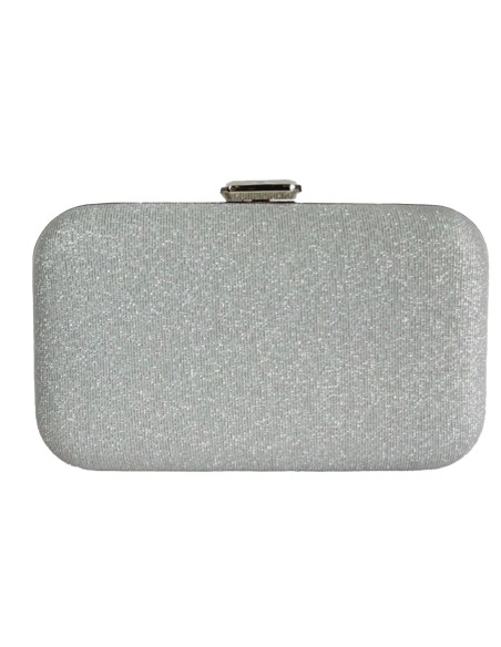 Bolso de fiesta con tejido brillante para invitada plata Bolso de fiesta con tejido brillante para invitada plata