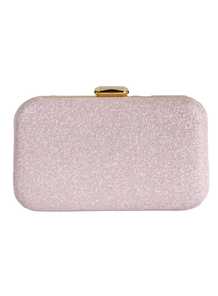 Bolso de fiesta con tejido brillante para invitada rosa