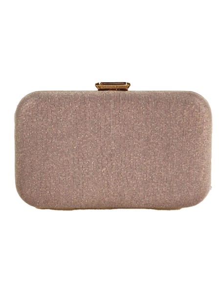 Bolso de fiesta con tejido brillante para invitada rosa palo oscuro Bolso de fiesta con tejido brillante para invitada rosa palo oscuro