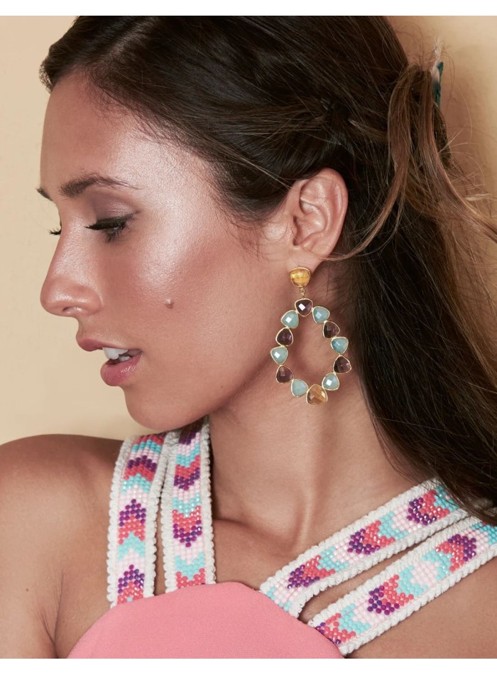 Boucle d'oreilles en pierre multicolore - Grace Villareal