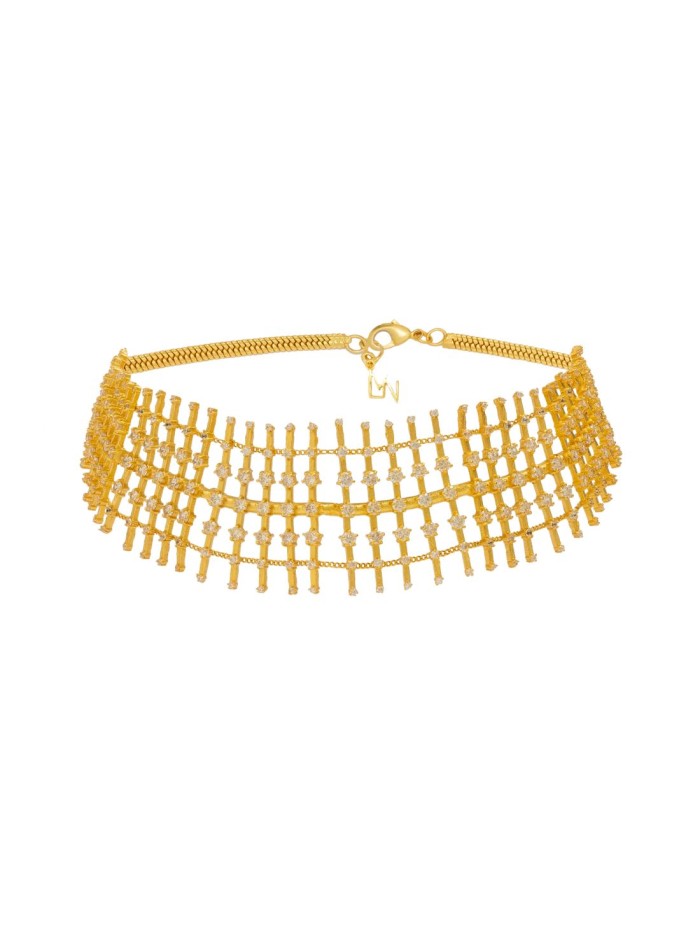 Gold party choker with crystals