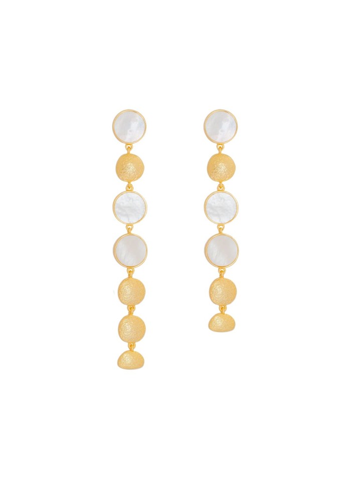 Gold plated party earrings with mother of pearl moons