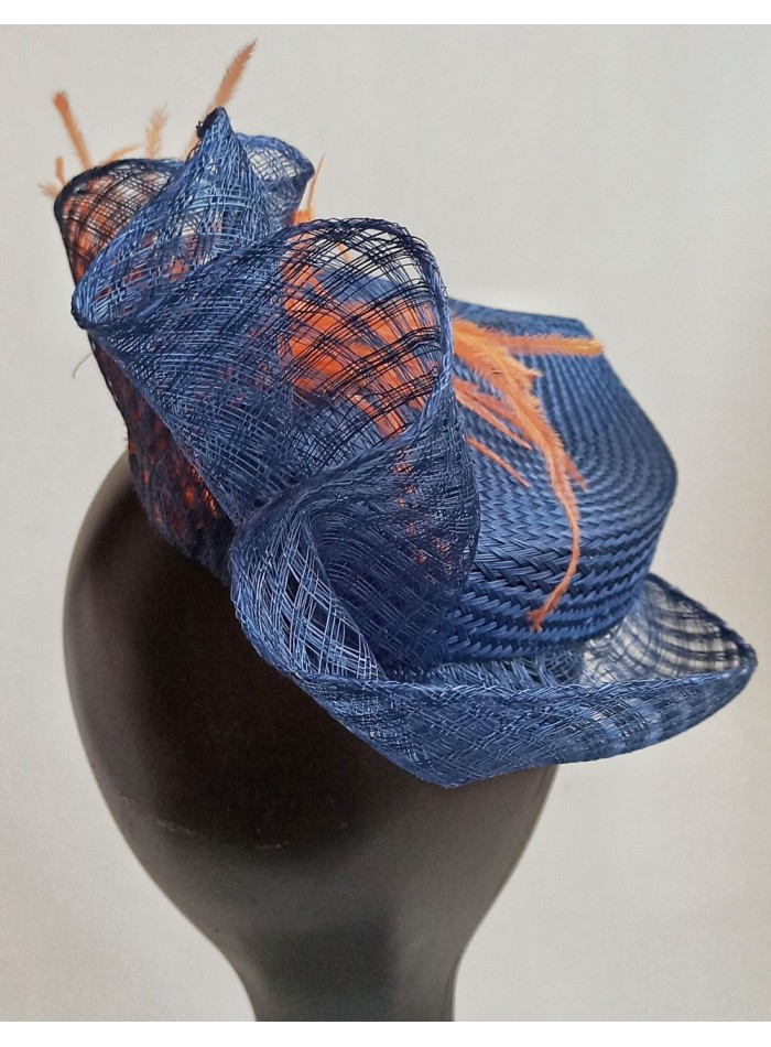 Navy blue headpiece perfect for daytime events.