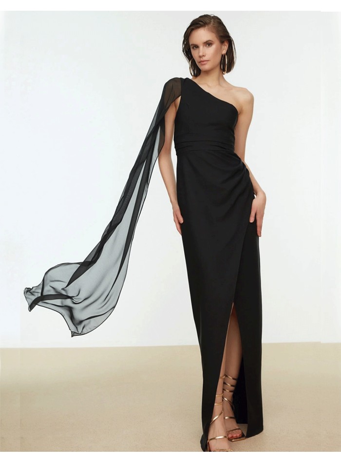 V Neck Mermaid Black Lace Long Prom Dress, Mermaid Black Formal Dress, –  abcprom