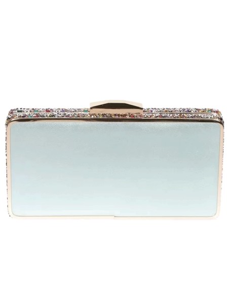 Clutch bag with rhinestones on the side - rectangular