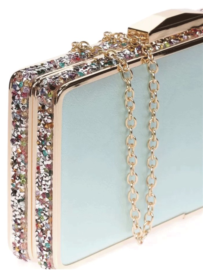 Clutch bag with rhinestones on the side -...