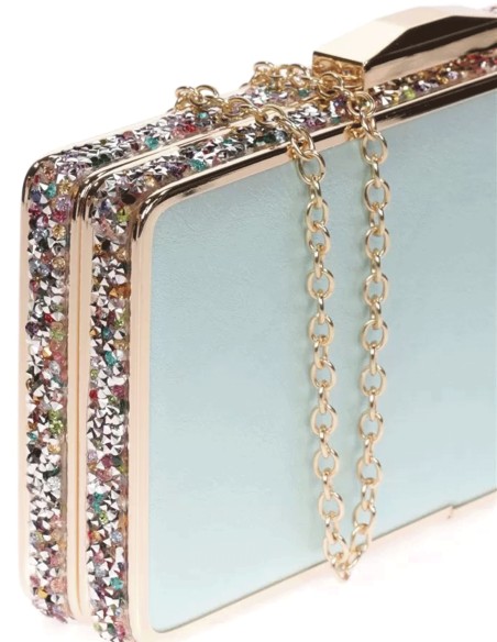 Clutch bag with rhinestones on the side - rectangular