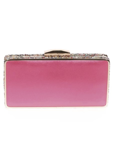 Clutch bag with rhinestones on the side - rectangular