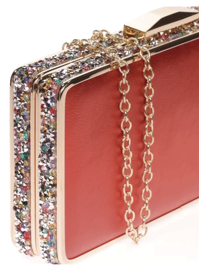 Bolso de fiesta con pedrería lateral - rectangular