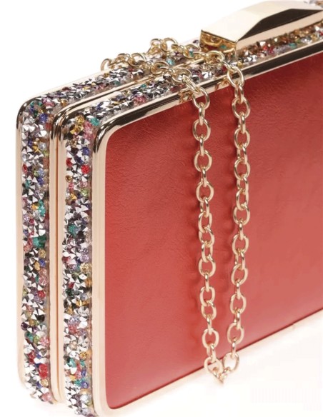 Bolso de fiesta con pedrería lateral - rectangular