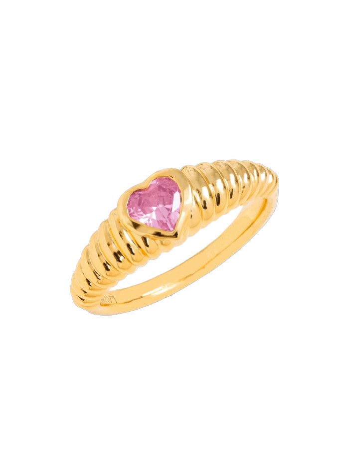 Golden heart ring with natural stone