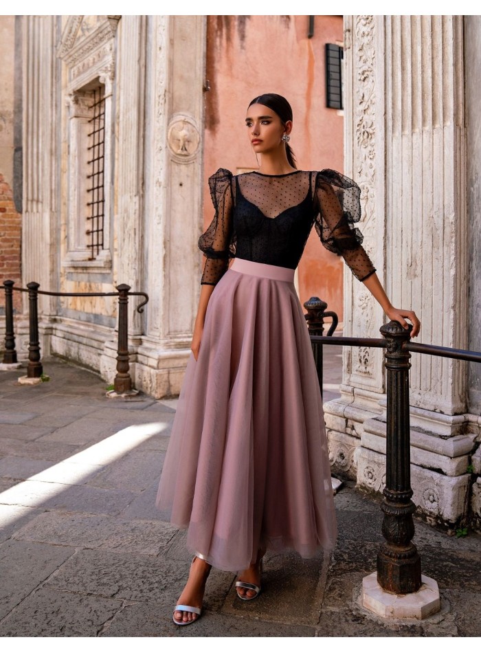 Robe midi de ballerine avec jupe en tulle