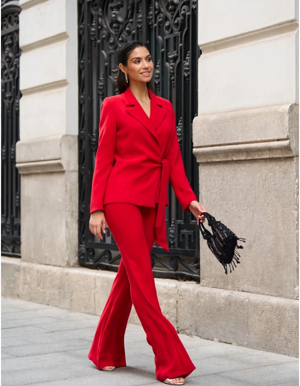 Red Formal Two Piece Suit, Blazer Trousers Set, Bell Bottoms for Tall Women  , Wedding Guest Suit, Graduation Suit Set, Bridesmaid Suit -  Norway