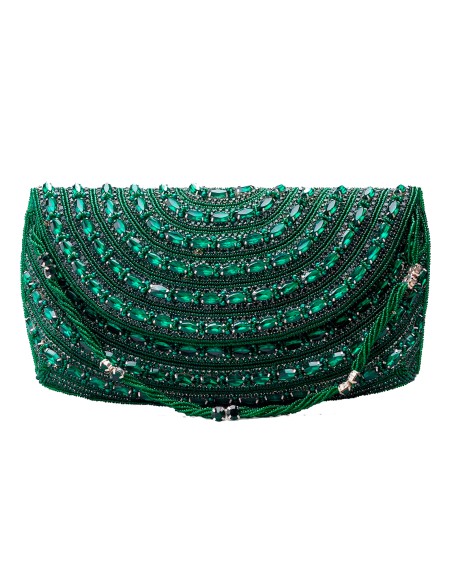 Sac de fête vert émeraude en strass