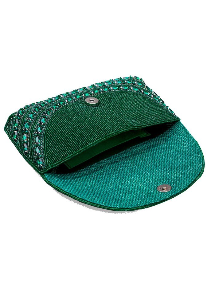 Sac de fête vert émeraude en strass