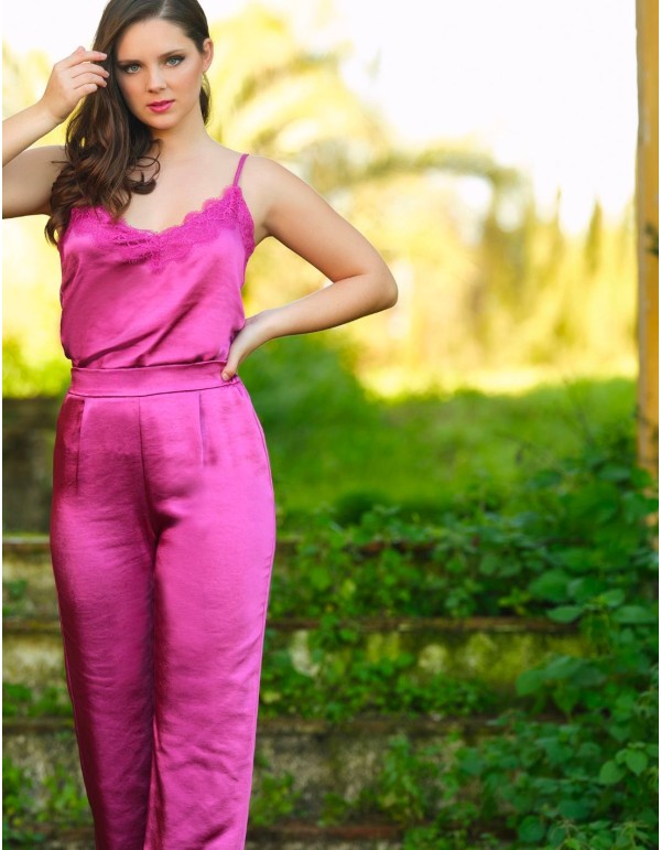 Top de fête en satin et dentelle