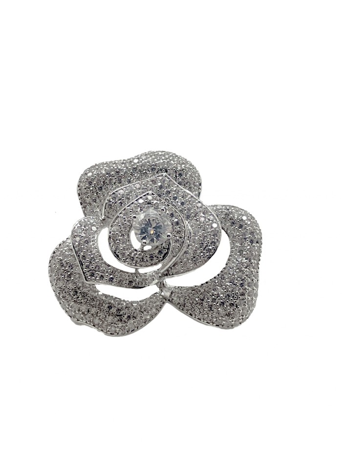 Broche en forme de rose avec cristaux