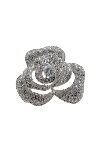 Broche en forme de rose avec cristaux