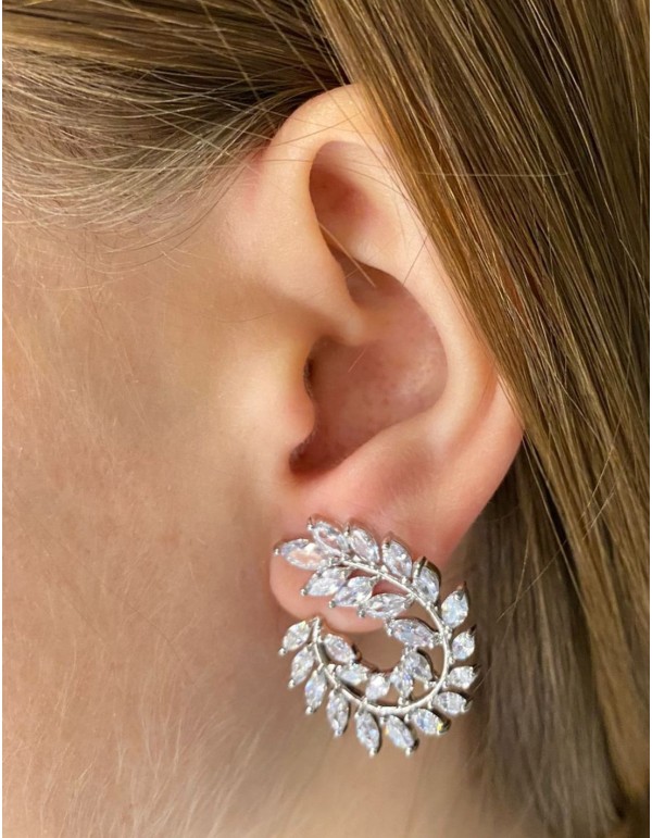 Boucle d'oreilles de fête en laurier avec cristaux 2